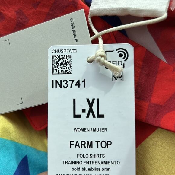 adidas x farm Rio - bold blue/bliss oran shirt L/XL - NWT - Picture 7 of 8